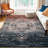 Washable Vintage Ombre Area Rug - Low Pile, Non-Slip Ultra-Thin Accent Carpet for Living Room, Blue/Orange, 5x7ft-1890792755-1890792763