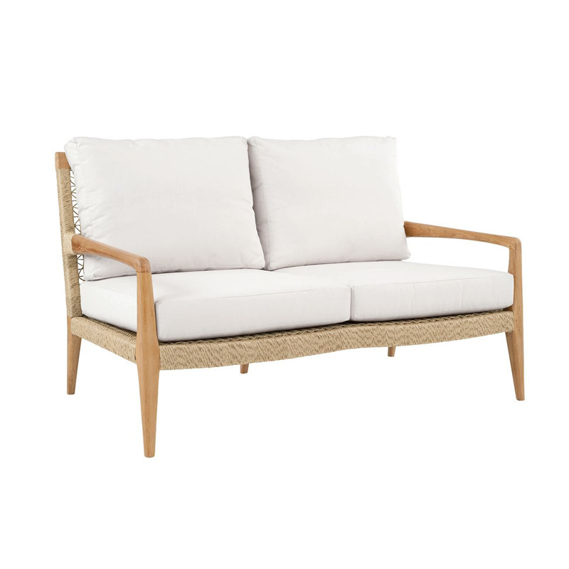 Barcelona Settee With Cushion, Linen Tide