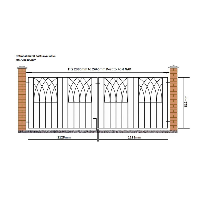 Guero Black Metal Gate, 241cm W X 81cm H
