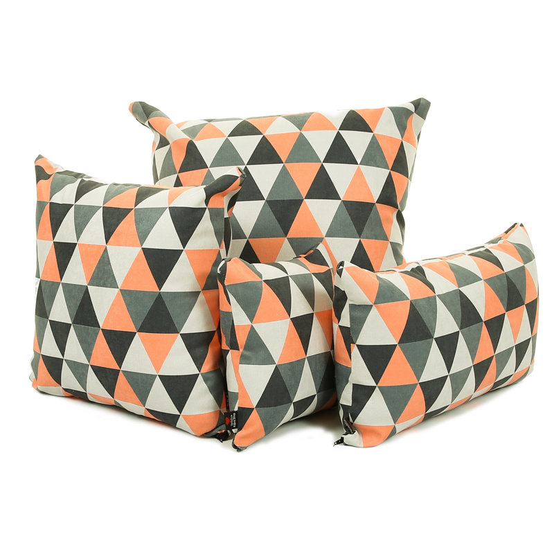 Migrati Geometric Square Cushion, Large, Orange