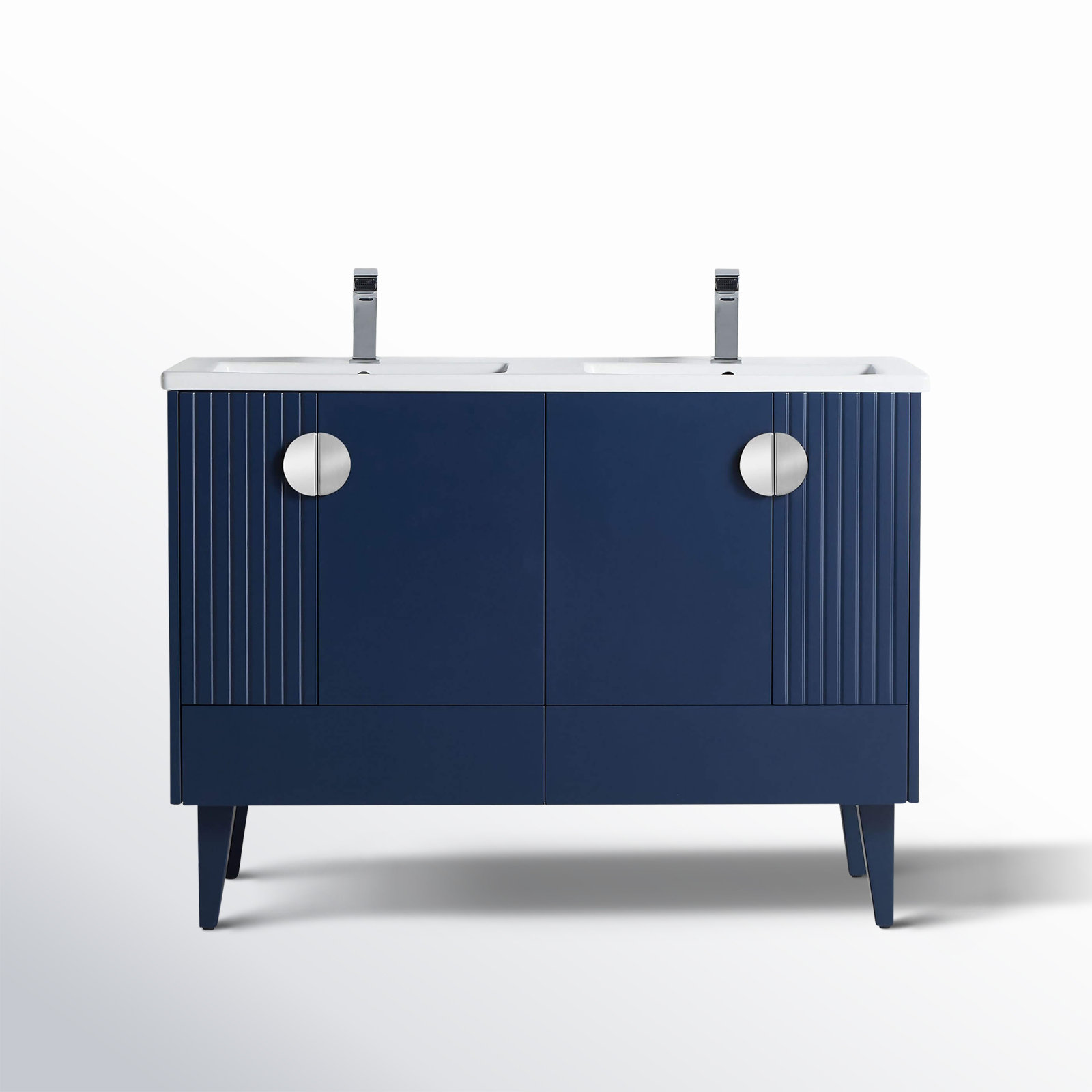 Saimah 47.25'' Double Bathroom Vanity, Polished Chrome, Navy Blue