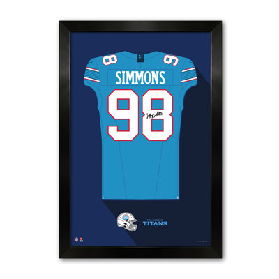 NFL-PA TENNESSEE TITANS Jeffery Simmons 98 bleu 27 po x 39 po imprimé jersey encadré