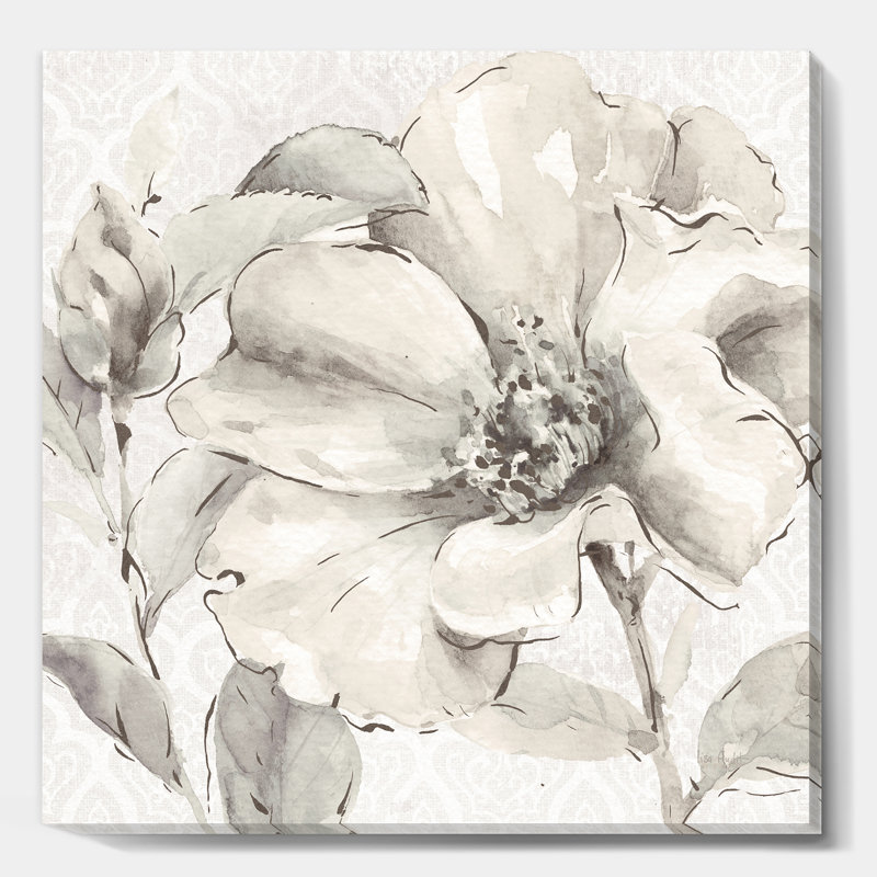 Peony, art mural sur toile, pivoine grise indigold IV, H 30 po x l 30 po x P 1 po