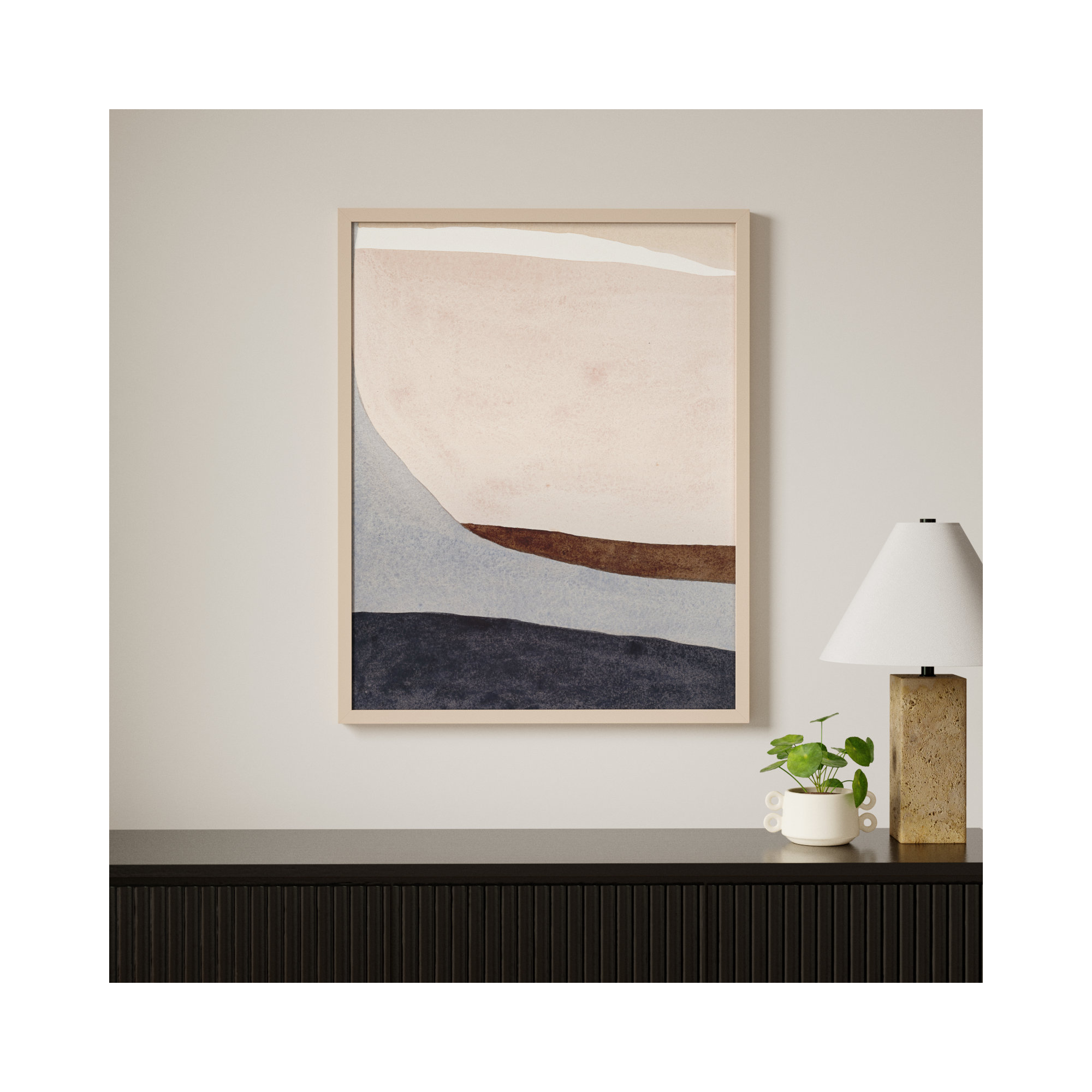 Divided By Blue 2 by Julia Balfour, Brown Framed, 38" H x 30" W x 1.25" D
