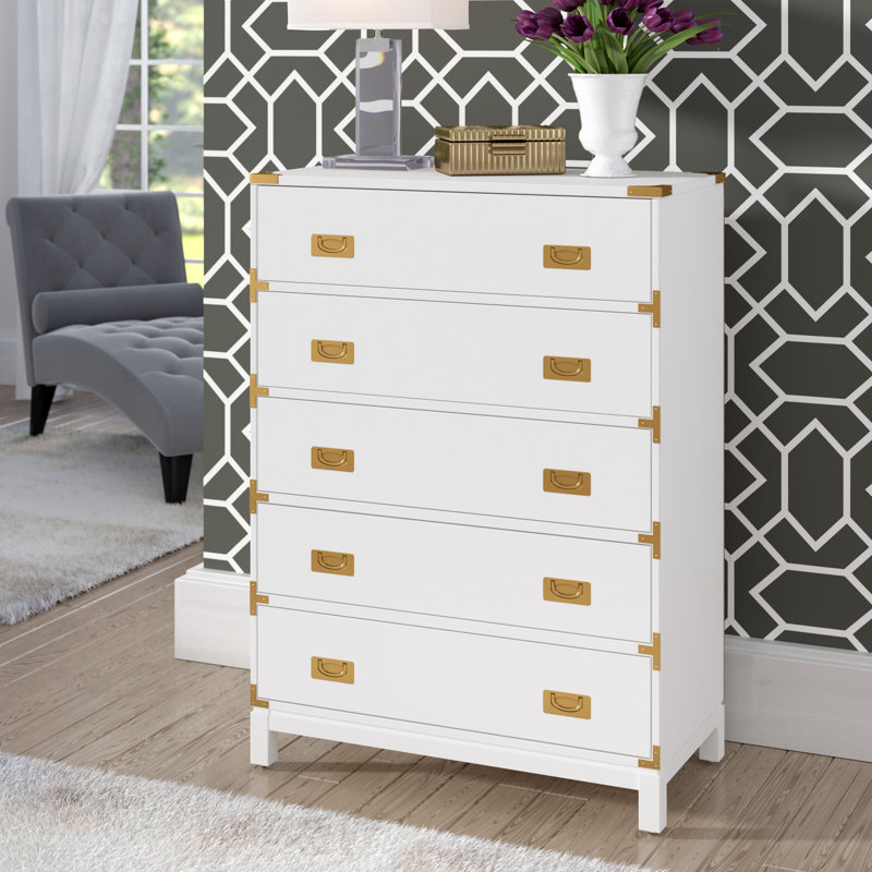Gaertner 36'' W 5 - Drawer Dresser, White