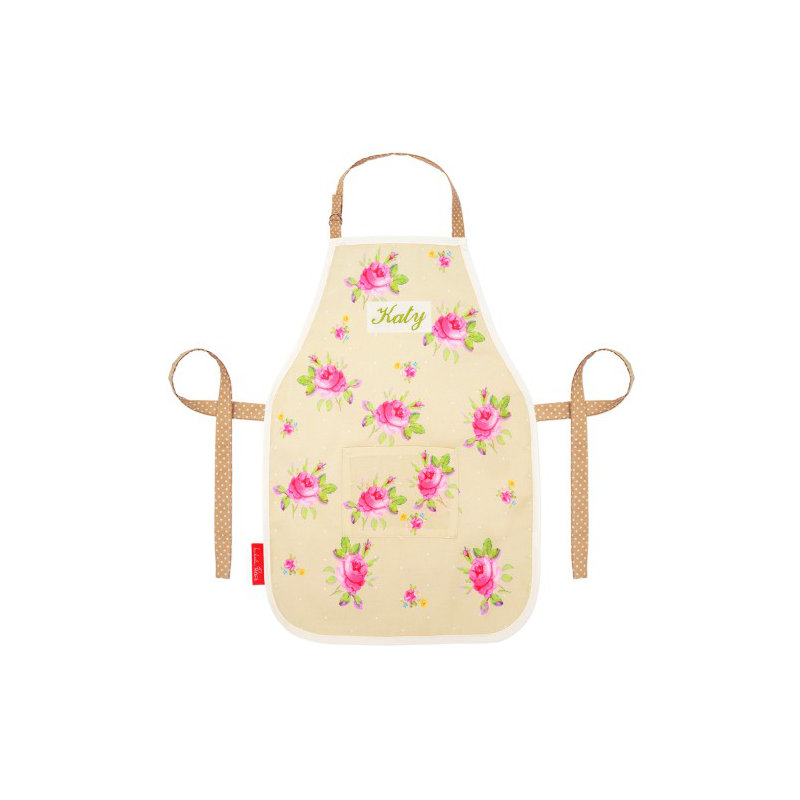 Rose Floral Childrens Apron, Cream, 2-5 Years