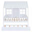 Lit double en bois avec lit gigogne simple, lit de jour en bois, blanc