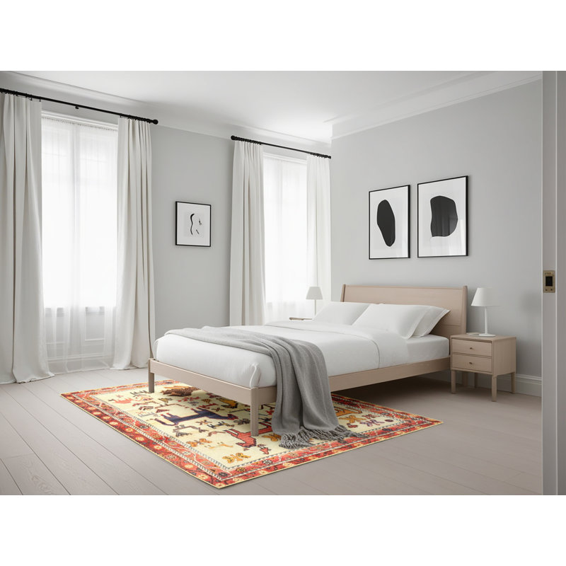 Tapis beige / rouge Haugland, Rectangle 5 pi x 7 pi