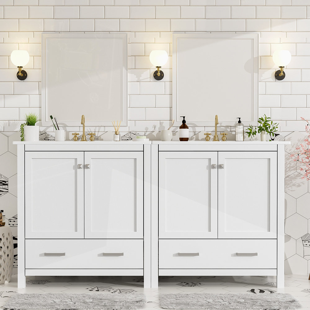 Ebern Designs Bathroom Vanity Set with Separate Double Vanities for Spacious Bathrooms | Wayfair