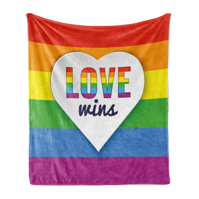 Ambesonne Rainbow Fleece Throw Blanket LGBT Pride Love Wins Multicolor