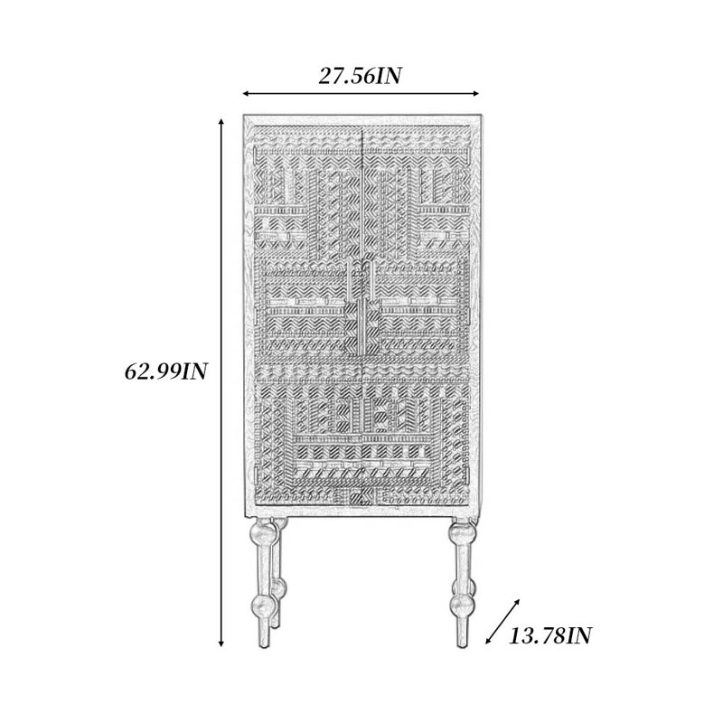 Armoire de rangement noire sculptée rétro