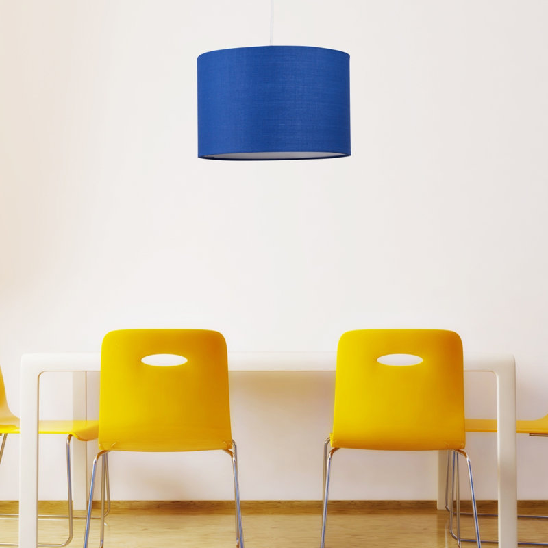 16cm H Cotton Drum Pendant Shade ( Uno ), Navy Blue