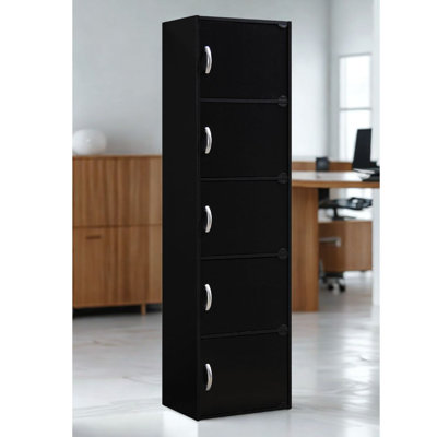5-Doors, 5-Shelf Bookcase 59 in. Tall Enclosed Storage 5-Tier Bookshelf for Home or Office