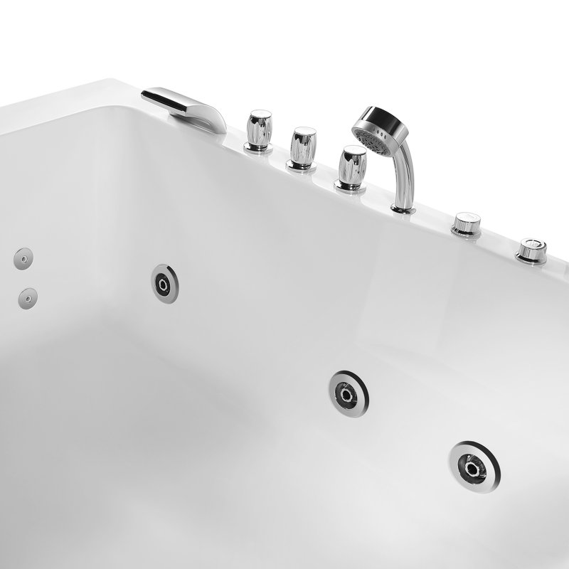 71'' White Acrylic Alcove Whirlpool Bathtub with Jets
