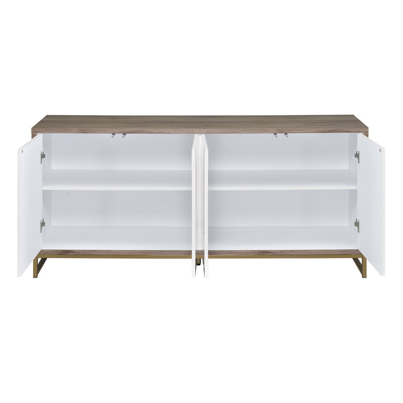 Console Cabinet With White Marble Paint And - Practical Shelves Functional Interior Storage