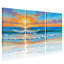 Nautique et plage coucher de soleil océan vagues plage ciel nuages réflexion sable ensemble de 3 impressions d'art sur toile-1712077138