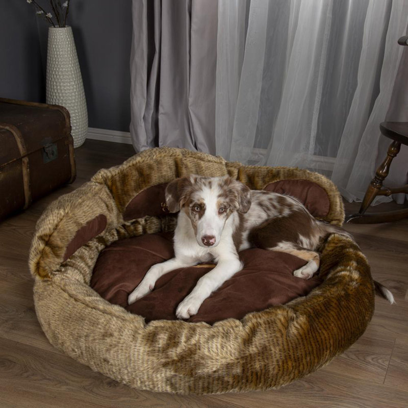 Cub Polyester Pet Bed, Teddy/Saddle Brown