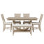Ensemble de salle à manger demi-ronde en bois massif 6 pièces avec banc long et 4 chaises rembourrées, style marin moderne
