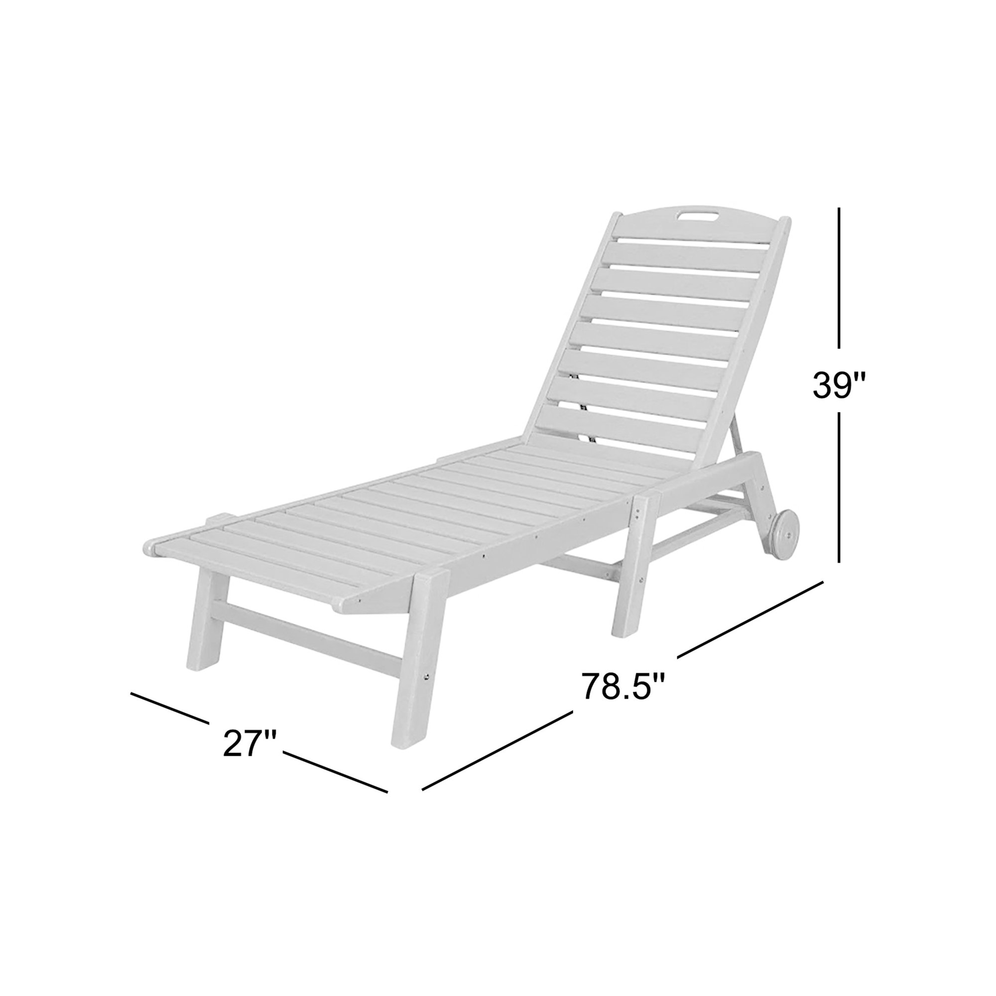 Lakeside POLYWOOD Nautical Chaise with Wheels, Teak