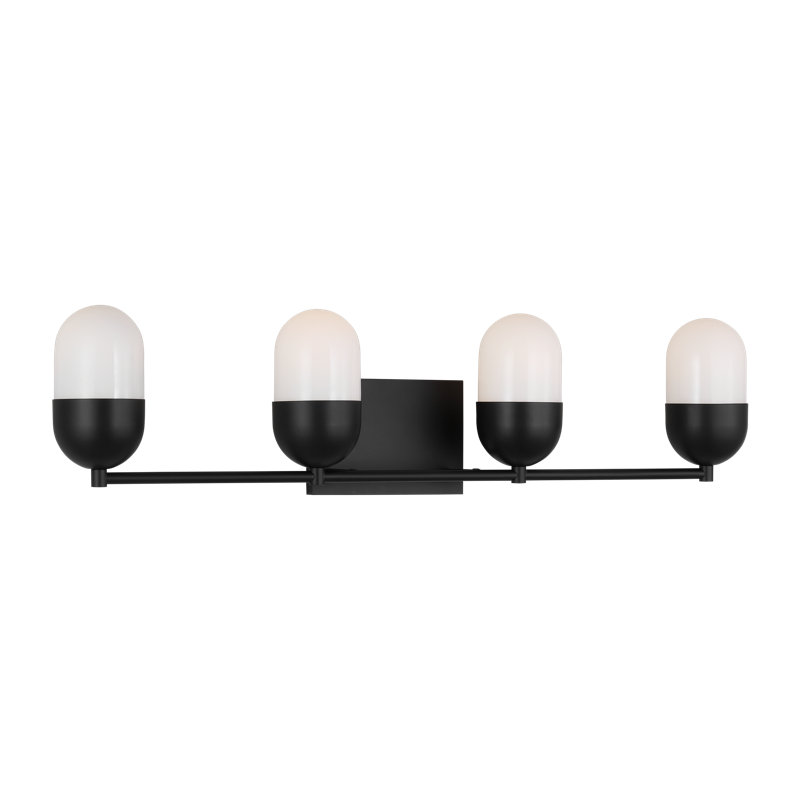 Foster Midnight Black Extra Large Vanity Light with Milk Glass Shades