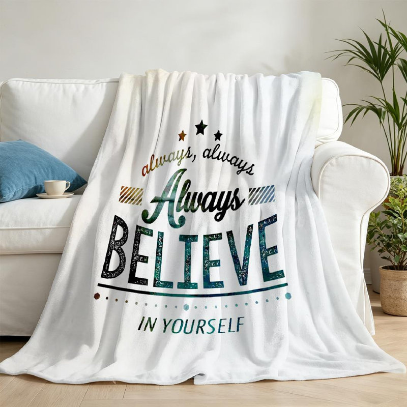 Jeté en flanelle transparente ultra douce, impression inspirante et simple face, Jeté 50 po x 60 po