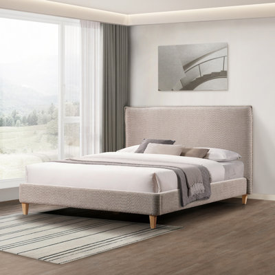 Lit moderne, lit plateforme tapissier Vireo
