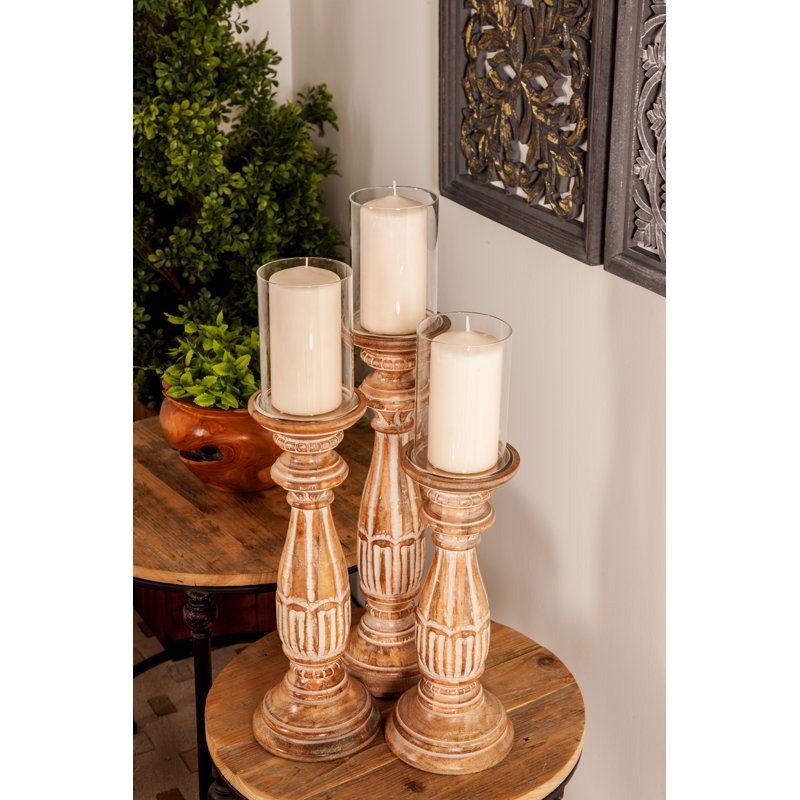 Ensemble de chandelier en bois vieilli 3 pièces traditional