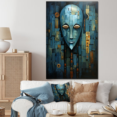 Blue Serenity African Mask - Masque africain, art mural