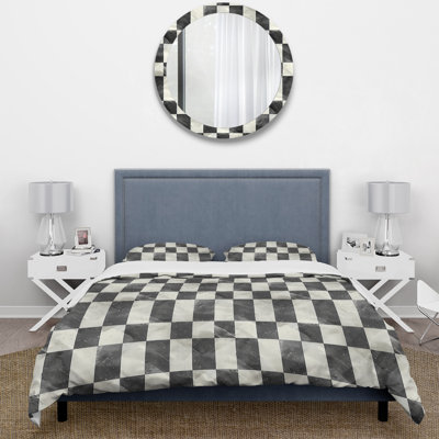 Black Grey Gingham I - Midcentury Duvet Cover Set