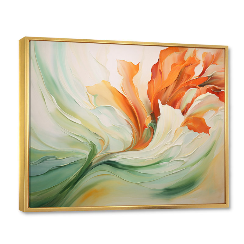 «Green Flowing Petals - Abstract Botanicals», impressions encadrées, H 30 po x l 40 po, Reproduction avec cadre flottant