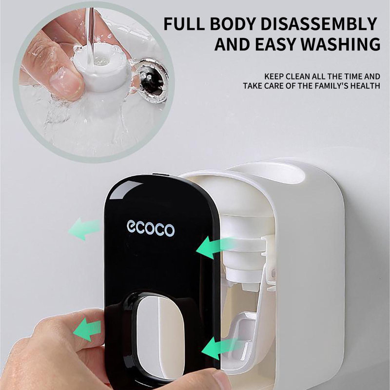 Automatic toothpaste squeezer Bathroom Nail- Wall-mounted Double-squeezer Lazy Automatic Toothpaste Squeezer, Black