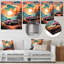 Rose, Muscle Car classique au coucher du soleil - Car Muscle Car, art mural en métal-2052359179