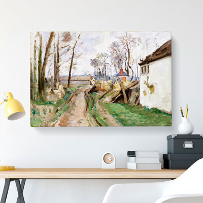 A Village Road Near Auvers by Paul Cezanne - Wrapped Canvas