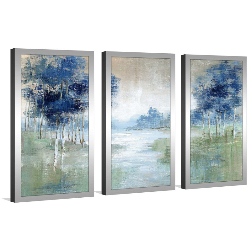 «Birch River» par Nan - impression de cadre photo unique de 3 pièces, H 25,5 po x l 40,5 po x P 1 po