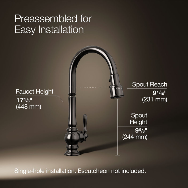 Artifacts® Pull Down Single Handle Kitchen Faucet, Vibrant Titanium