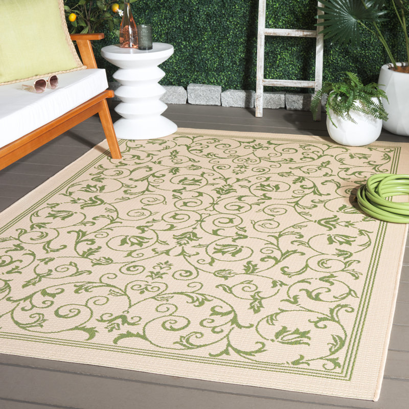 Tapis d'intérieur / extérieur à motif floral Galena Performance, Rectangle 4 pi x 5 pi 7 po