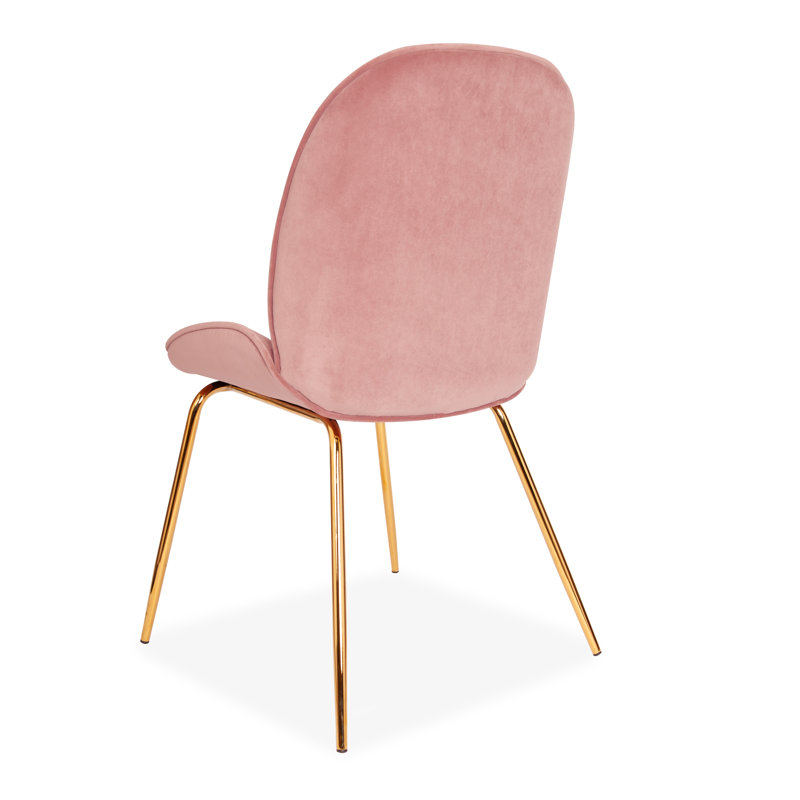 Lawson 58.0cm H Velvet Upholstered Side Chair, Pink, Gold