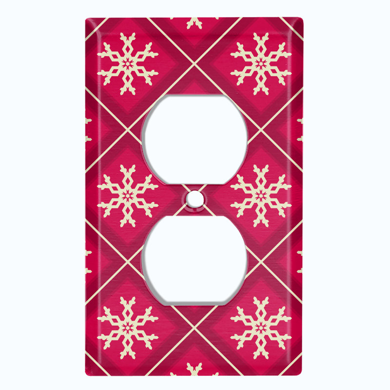 Christmas Red Plaid Snow Flakes Holiday Themed 1 - Gang Toggle Light Switch Standard Wall Plate, 4.5" H x 4.56" W x 0.15" D