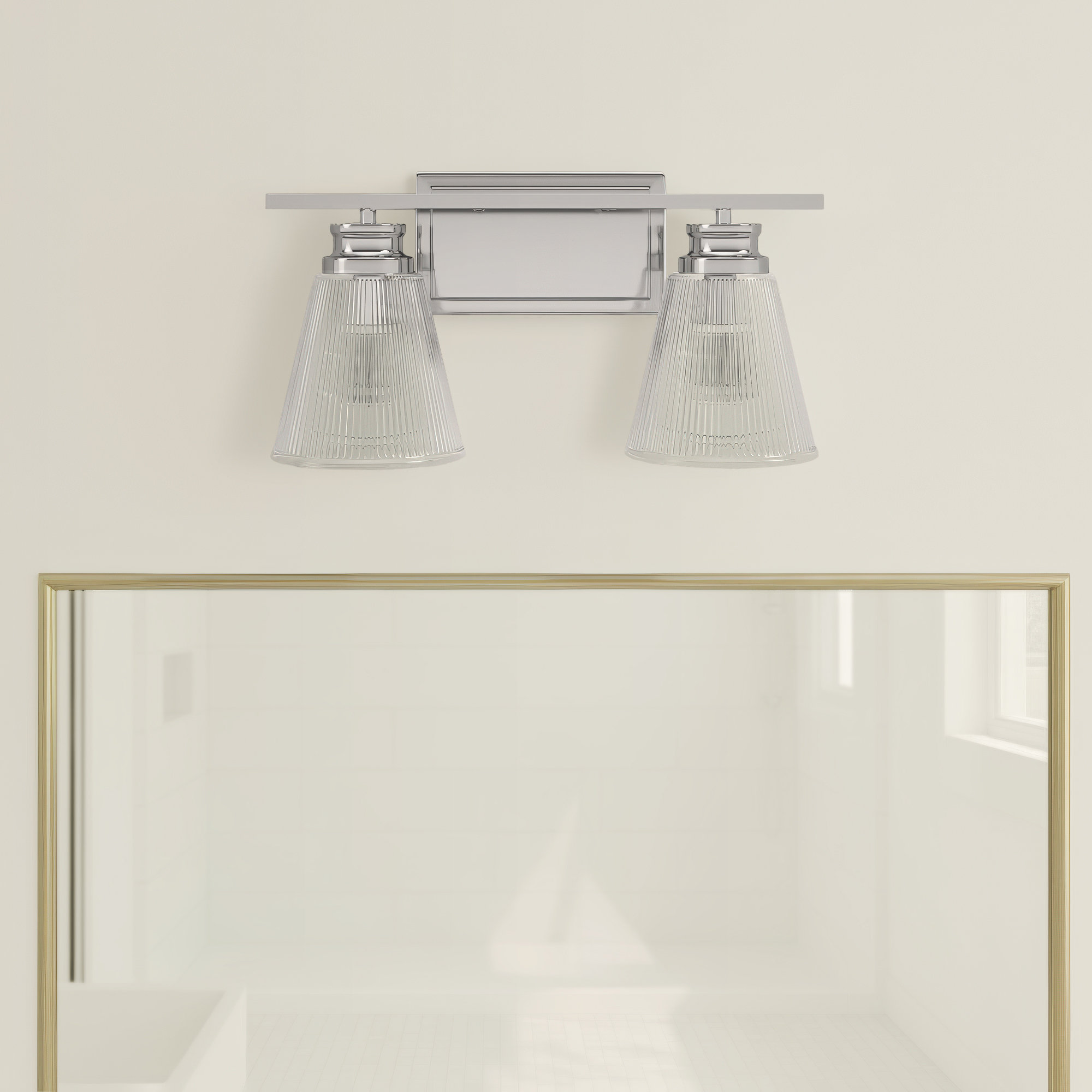 Orsina 2 Light Ribbed Dimmable Vanity Light, Chrome