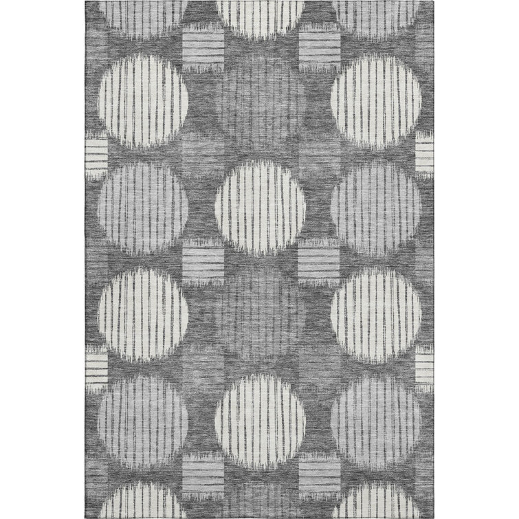 Premium Machine Washable Prisco Charcoal Rug