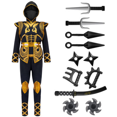 Golden Ninja Costume Set, Ninja Jumpsuit M