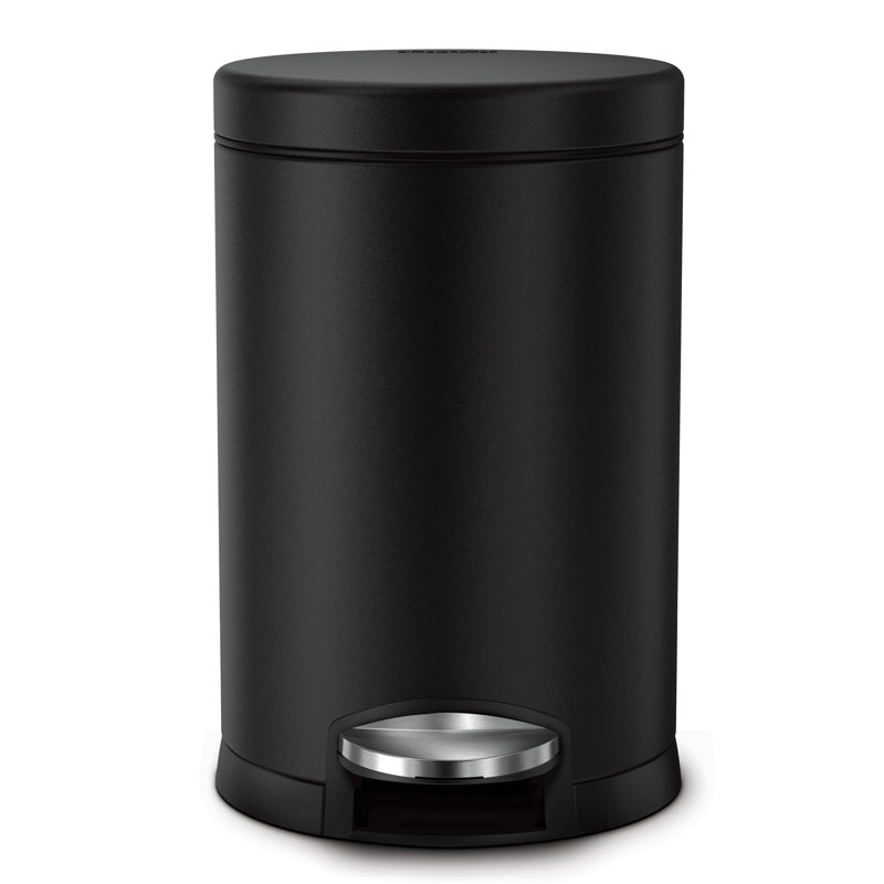 Simplehuman 4.5L Round Bathroom Pedal Bin, Matte Black