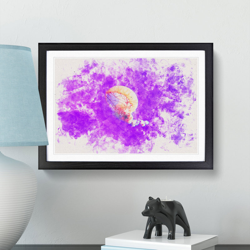 Jellyfish - Picture Frame Painting Print, Black Framed, 45cm H x 63cm W x 2cm D
