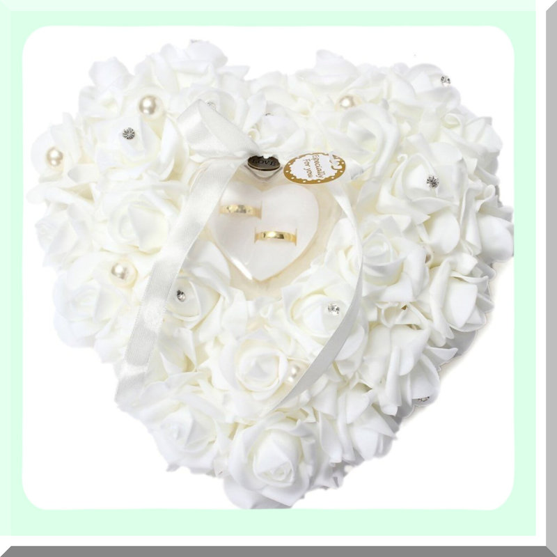 Wedding Ring Pillow with Heart-Shaped Box