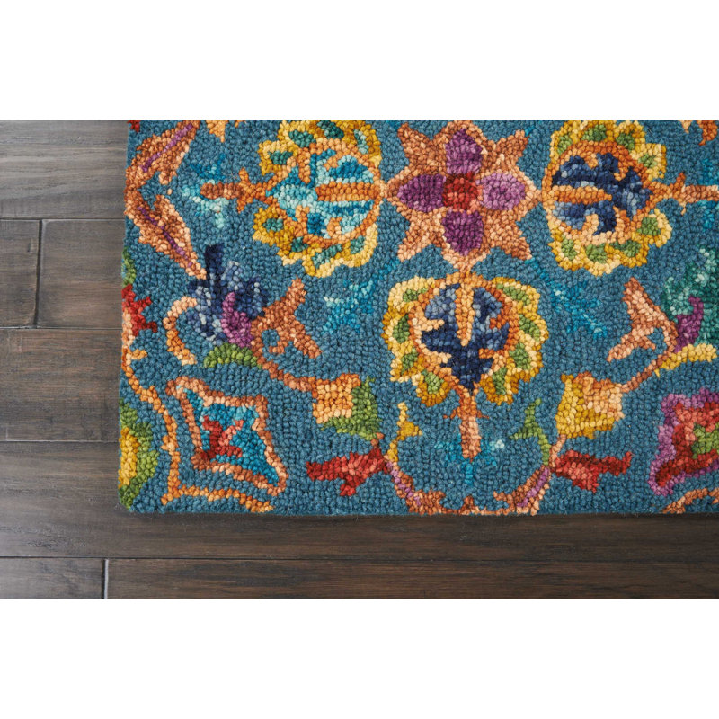 Tapis bleu / rouge / jaune, Tapis de couloir 2 pi 3 po x 7 pi 6 po