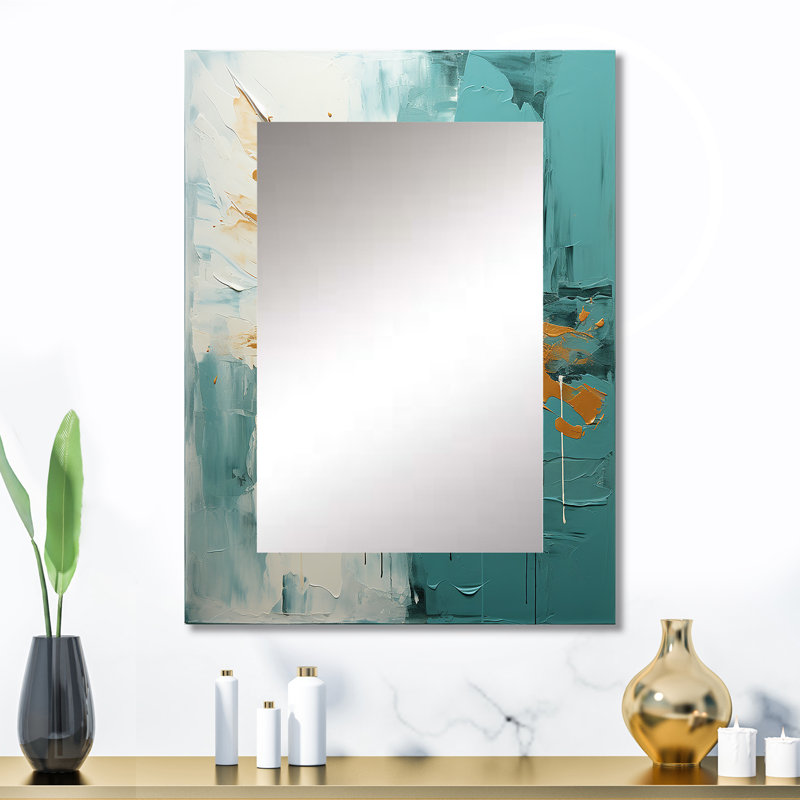 Teal Oasis IV - Landscapes Decorative Mirror On Metal, 32" x 24"