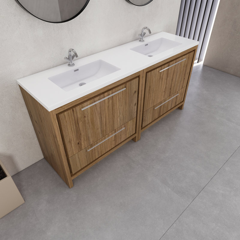Ensemble de meuble-lavabo double 72 po Eden, Chêne