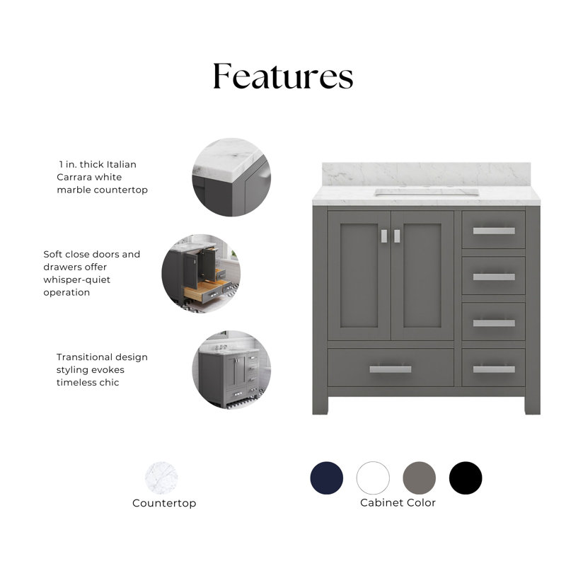 Steve 36'' W Single Vanity, Gray
