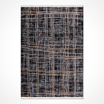 Modern/Abstract Gray Machine Washable Non-Slip Area Rug