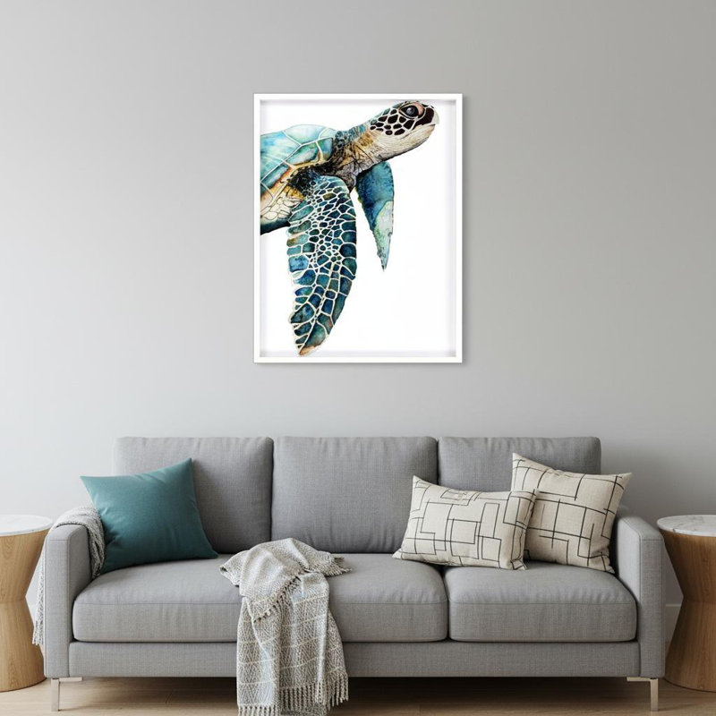 Great Sea Turtle White Print Wall Art